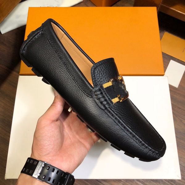 

12model new italian shoe for men designer loafers casual men shoes luxury leather slip-on british style striped soft shoes moccasins, Black