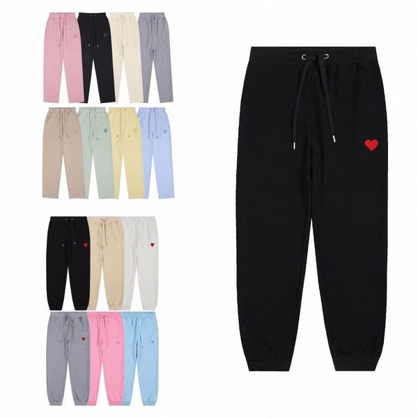 

designer mens pants jogger macaron love embroidered casual pants amis paris sweatpants womens cargo pants, Black