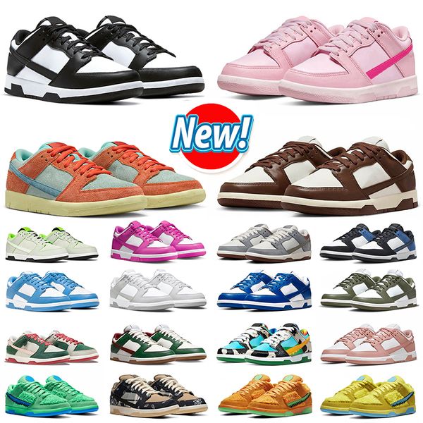 

designer casual shoes plate-forme trainers low triple pink panda brown orange blue green purple grey red low skateboard lows shoes women men, Black