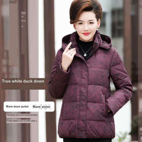 

out of season middle womens down aged and elderly short jacket white duck plus fat large mothers clothes thick, Black