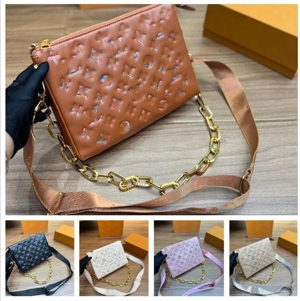 

10a evening bags coussin bb chain shoulder bag designers women colorful pattern embossing messenger crossbody handbag totes wallet case card