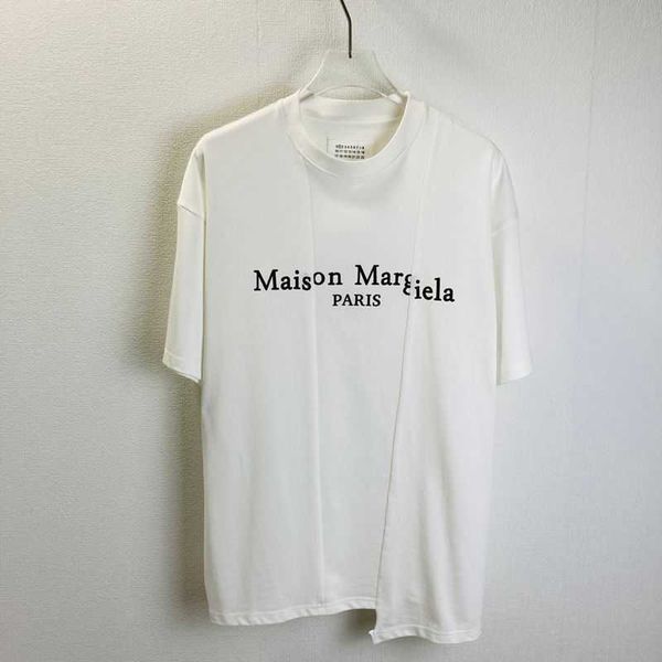 

t shirt margielas mm6 high version short designer sleeved men's loose cut out embroidery number stitching letter niche trendy t-shirt f, White;black