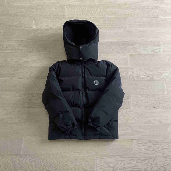 

trapstar down jacket men's black dark small label hoodie detachable street uk