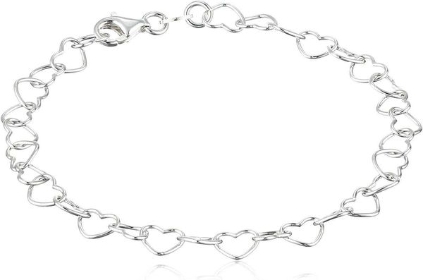 

collection sterling silver 5.3mm heart-link bracelet