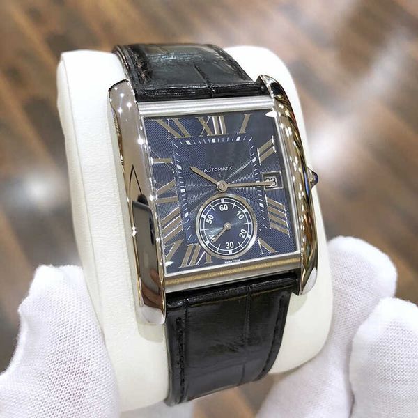 

diamond watch tank mc men's automatic gold w5330001 lgaq mechanical movement date uhr montre cater luxe with box perfect gift, Slivery;brown