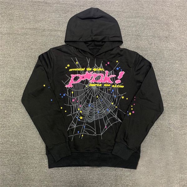 

wospider web print hoodies men women hip hop casual long sleeve loose sweatshirts pants autumn winter gothic punk pullovers 230828, Black