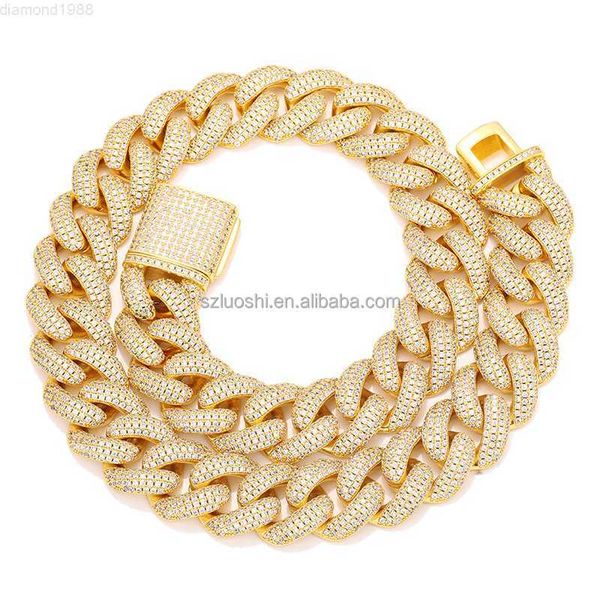 

925 sterling silver hip hop jewelry 20mm 4 rows cz 3a cubic zirconia diamond miami iced out big cuban link chain men necklace