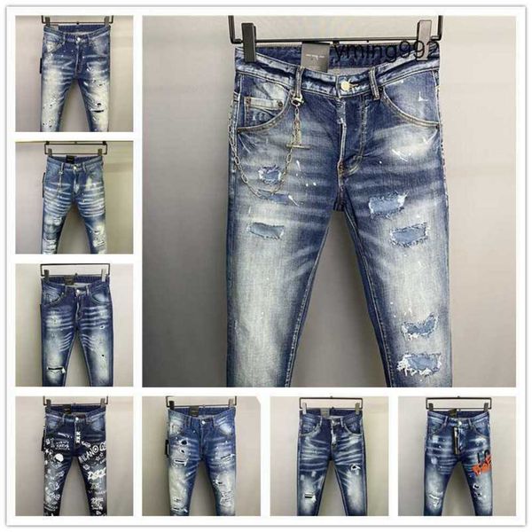 

2023 new arrivals d2 mens luxury purple designer denim jeans holes trousers dsquare jeans coolguy biker pants mens clothing 2#01891dn, Blue