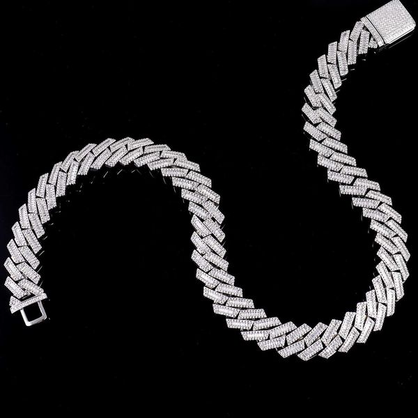 

ice out moissanite chains jewelry hip hop miami cuban link chain solid silver 925