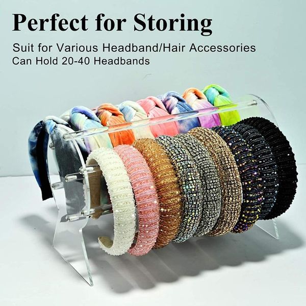 

boxes clear headband holder organizer acrylic hair accessory jewelry organizer for chains bracelets necklaces storage display, Black;white