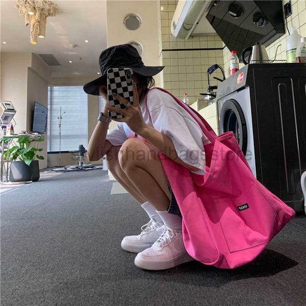 

totes solid canvas shoulder bag super large capacity grocery tote bag reusable shopping bag environmentally friendly shopping bagstylishhand