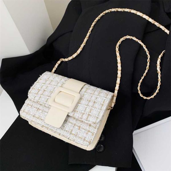

evening bags women's spring new korean fashion woolen chain small square bag shoulder crossbody 230828