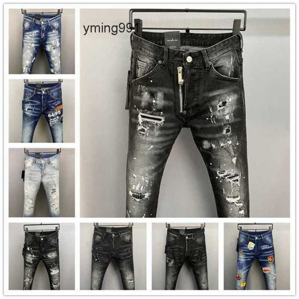 

2023 new arrivals d2 mens luxury purple designer denim jeans holes trousers dsquare jeans coolguy biker pants mens clothing 23cys, Blue