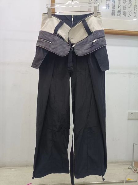 

original pleated button pockets detachable multifunctional paratrooper tactical loose work casual nylon pants trend pleated for men casual p, Black