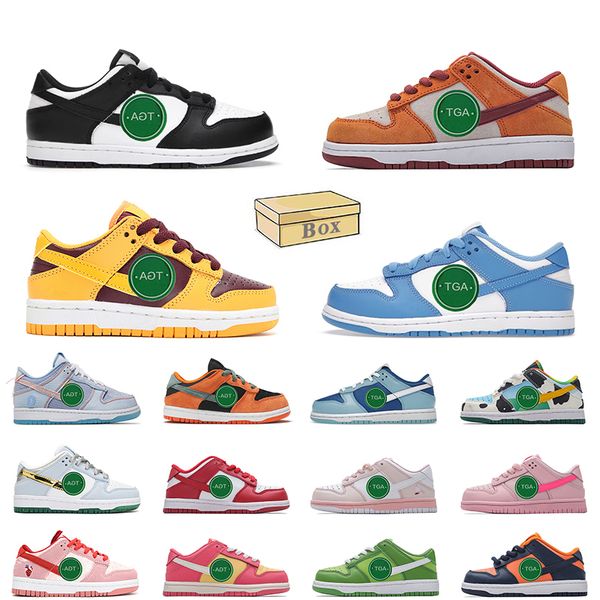 

with box kids sneakers designer shoes black white panda chunky triple pink strangelove phillies university blue fashion baby children platfo