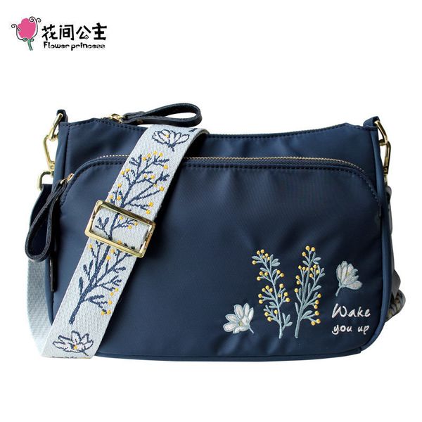 

evening bags flower princess embroidery wide strap crossbody bag for women nylon casual shoulder women's messenger daily use 230828