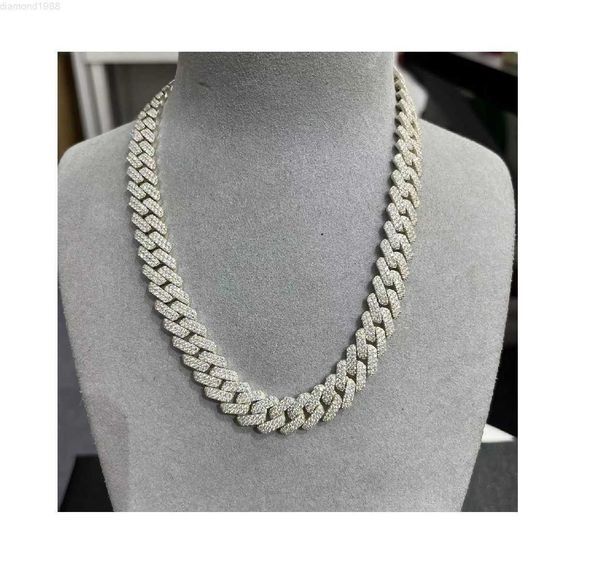 

moissanite jewelry 925 silver vvs moissanite 12mm cuban chain necklace
