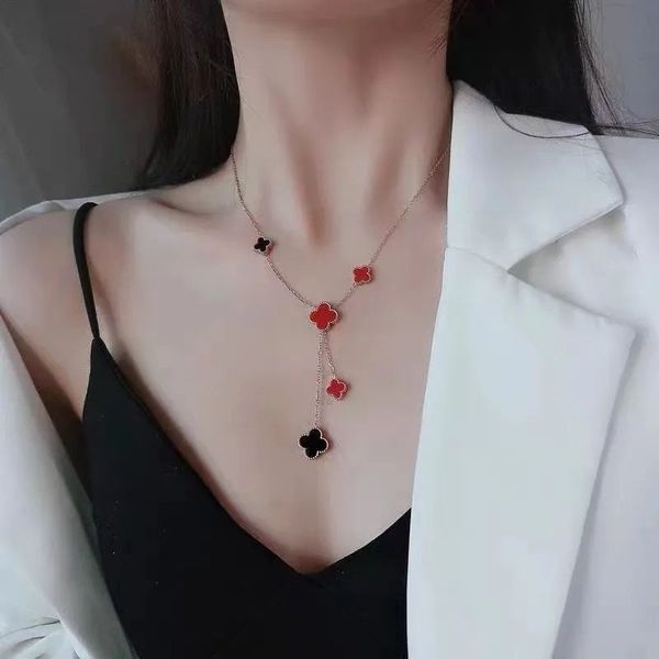 

18k gold plated necklaces luxury designer necklace flowers four-leaf clover fashional pendant necklace wedding party jewelry, Silver