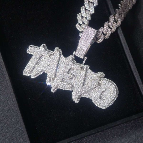 

jewelry moissanite iced out letter bling hip hop men necklace s 2.5inches rapper iced out diamond pendant, Silver