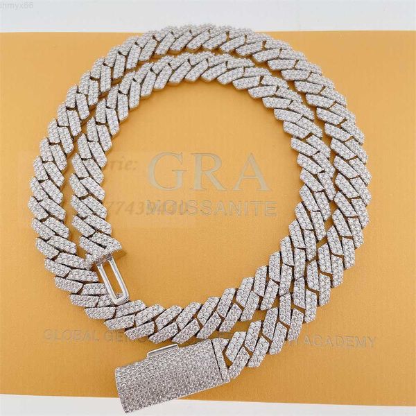 

fashion chain pass diamond tester jewelry 10mm width s925 hip hop necklace vvs moissanite diamond cuban link iced out cuban link, Silver