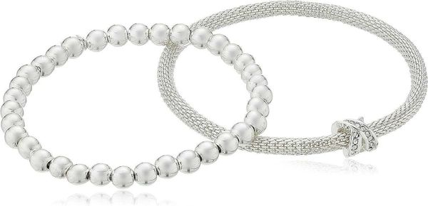 

nine west silver-tone 2 row stretch bracelet