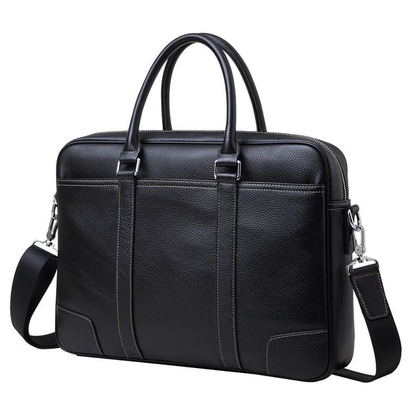 

lapbags luxury genuine leather men's briefcases 14" handbag cowhide men business crossbody bag messenger shoulder for 230828