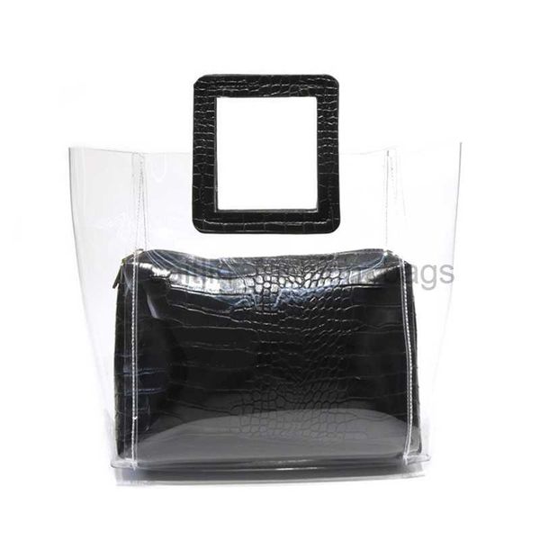

shoulder bags women's fashion transparent pvc composite bag hit color pu package 2022 new women's shopping handdesigner bag caitli