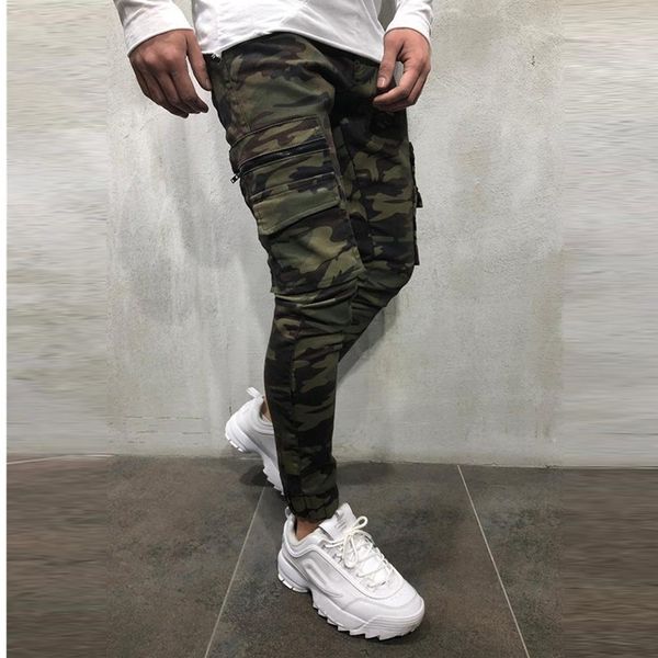 

mens jeans autumn camouflage style joggers sweatpants cargo trendy hip hop solidcolored pencil pants men fitness trousers 230829, Blue