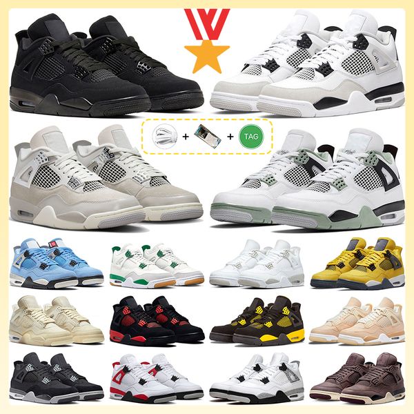 

jumpman 4 4s basketball shoes black cat university blue white cement military black canvas pine green red thunder cool grey frozen moments s