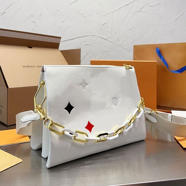 

cowhide clutch bag designer handbag fashion women shoulder bags metal hardware chain crossbody purse gold zipper closure cell phone pocket r