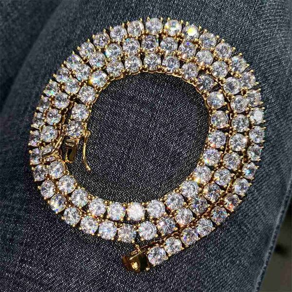 

ready to ship selling fashion men jewelry bling lab diamond 2 clasp 5mm moissanite tennis chain necklace, Silver