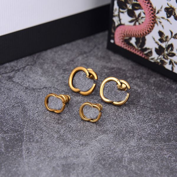 

2023 retro style fashion design is very beautiful counter material letter earrings wedding gifts wholesale and retail-a1, Golden;silver