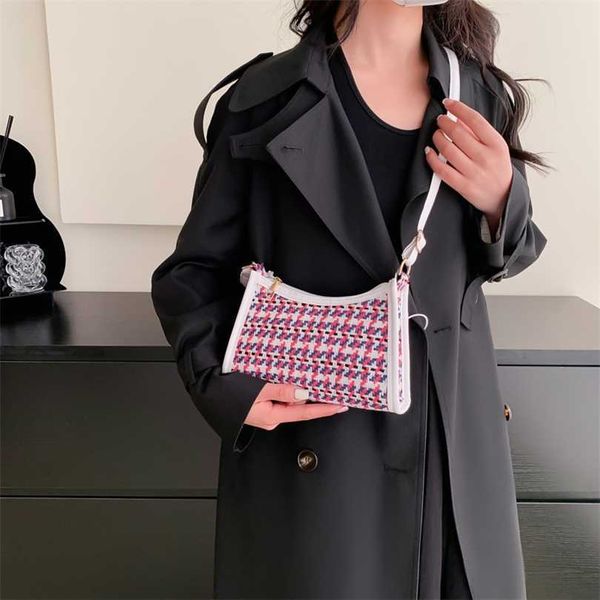 

evening bags trendy contrast color minimalist french underarm small square bag new versatile woolen single shoulder crossbody woven for wome