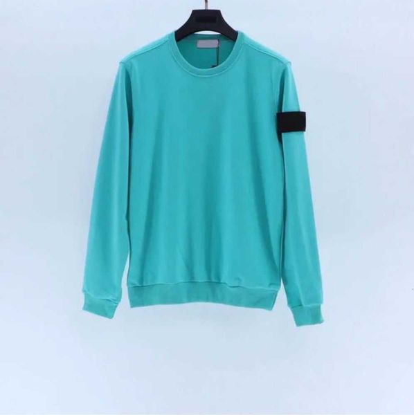 

designers stones island classic badge sleeve long bottom shirt men and women couples loose simple cotton versatile casual style, Black