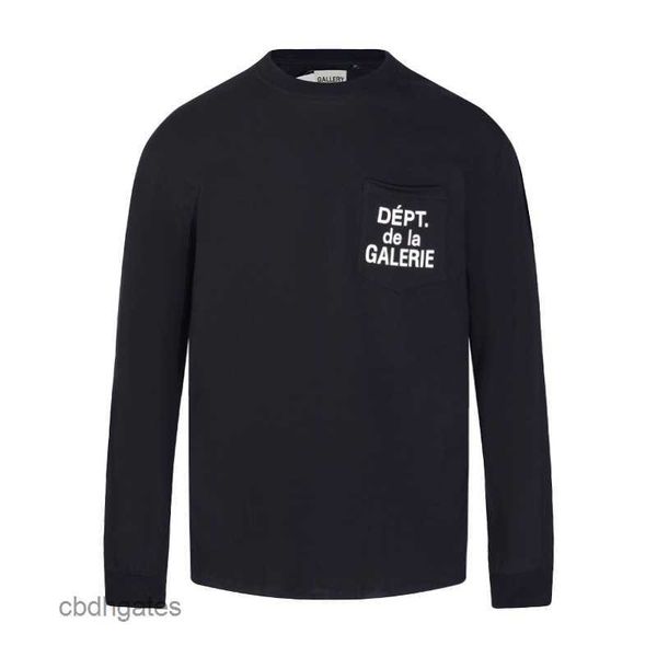 

gallerry round men's sign fashion french deptt classic letter printed long neck pocket long sleeve t shirt women's mens t-shirt mj, White;black