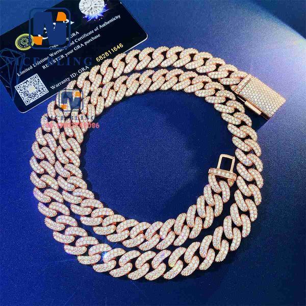 

custom hip hop cuban baguette necklace 925 silver vvs moissanite diamond baguette cuban link chain cuban men 18k men bracelet