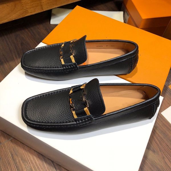 

12model genuine leather loafers men designer luxury moccasin fashion slip on soft flat casual men shoes male footwear handmade boat shoes, Black