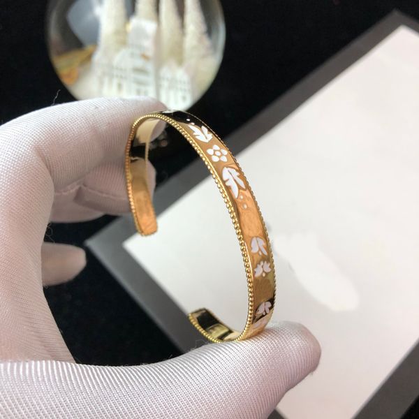 

bangles for men women gold color fashion brand logo flora print bracelets  jewelry gift unisex, Black