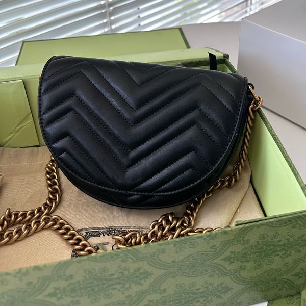 

luxury famous designer crossbody bag italy brand mini shoulder bag fashion women's genuine leather metal chain bags simple half round s