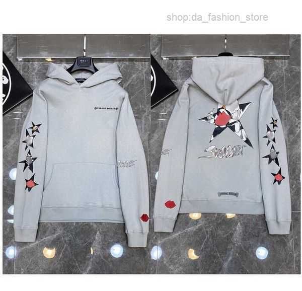 

chrome winter heart sweatshirts ch long sleeve loose coat hooded hoody woman hip hop chromees hearts baseball sweatshirt 21 z5ik, Black