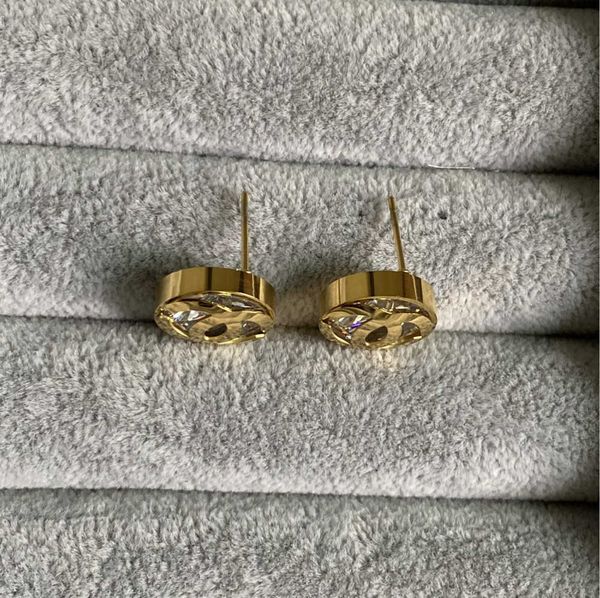 

luxury designer c big diamond stud 316l stainless steel 18k gold silver women men letter earrings girls wedding jewelry, Golden;silver