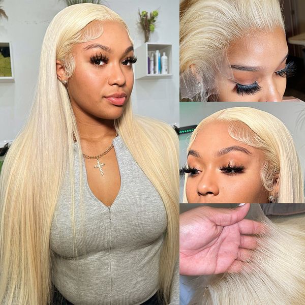 

30 40 Inch 613 Blonde Straight 13x6 Lace Frontal Wig 250 Density Color 13x4 Lace Front Wig Human Hair 4x4 Closure Wig for Women, Mix color