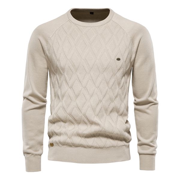 

mens sweaters aiopeson argyle basic men solid color oneck long sleeve knitted male pullover winter fashion warm for 230829, White;black