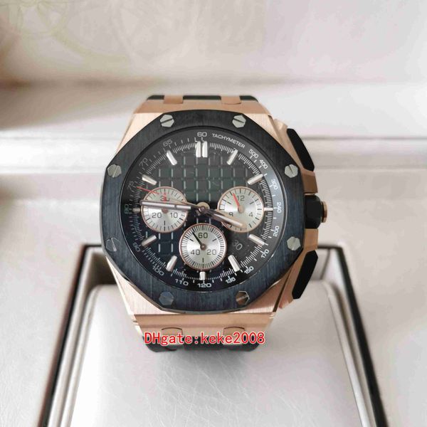 

apf super mens watch 26420ro.oo.a002ca.01 43mm watches rubber bands rose gold chronograph transparent eta 3126 movement mechanical automatic, Slivery;brown