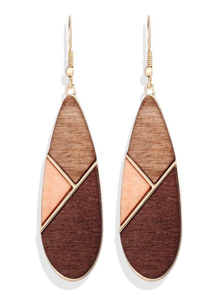 

new geometric wood stitching earrings for women girl creative vintage brown dangle earrings gift jewelry factory direct s3862907, Silver