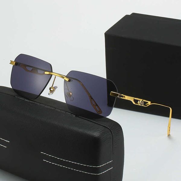 

fashion mercedes-benz sunglasses polygonal hollow out metal leg sunglasses for men maybach's benz frameless women with logo and box, White;black