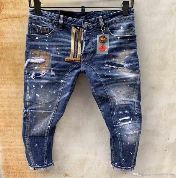 

2019 new style brand d2 men039s denim jean embroidery tiger pants holes d2 jeans zipper men pants trousers skinny jeans 44541850739, Blue
