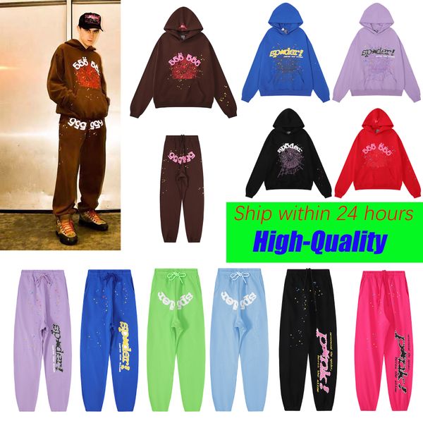 

designer mens spider hoodie long pants couple style casual sweatshirt sp5der loose fashion sports jacket s2k hoodies, Black