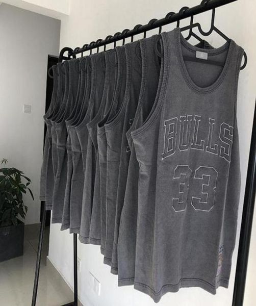 

men039s tank washed old retro sleeveless basketball sports vest male bulls letter 33 printing loose oversized outdoor fitn2036627, White;black