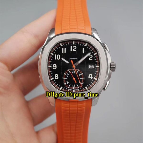 

11 color new aquanaut date 5968a-1 black dial automatic mens watch 316l steel case black orange rubber strap sport gents watches p2377, Slivery;brown